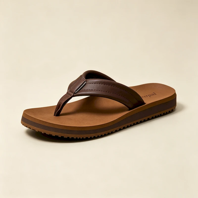 Comfortable genuine leather beach sandals with ergonomic footbed